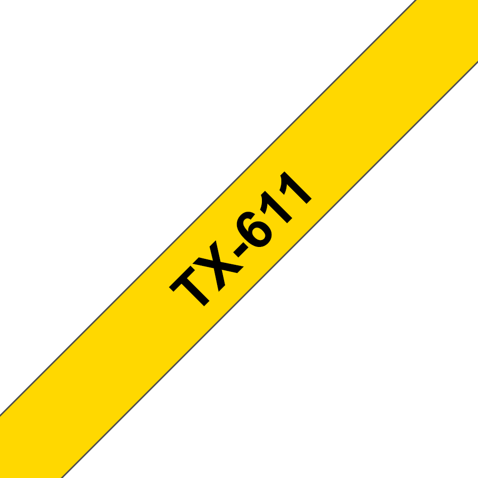 Originele Brother TX-611 label tapecassette – zwart op geel, breedte 6 mm